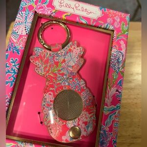 Pink Lilly Pulitzer AirTag Keychain in Shell Me Something Good